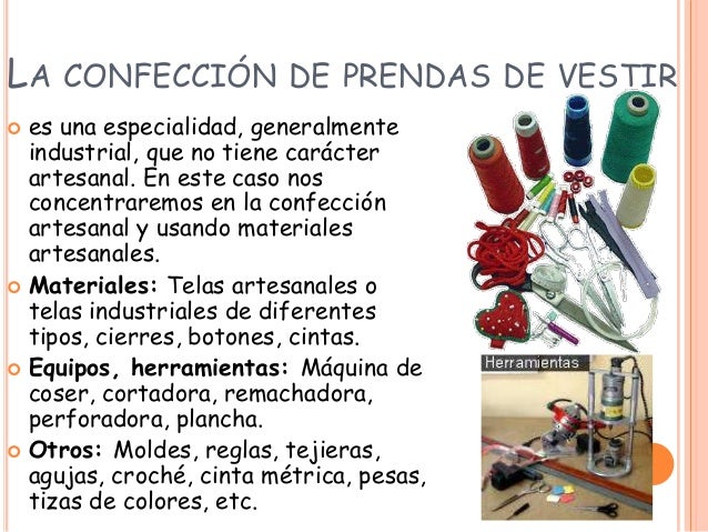 Elaboración de prendas de vestir