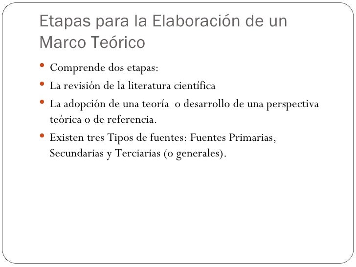 Elaboración De Un Marco Teorico