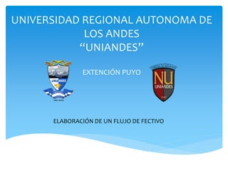 UNIVERSIDAD REGIONAL AUTONOMA DE
LOS ANDES
“UNIANDES”
EXTENCIÓN PUYO
ELABORACIÓN DE UN FLUJO DE FECTIVO
 