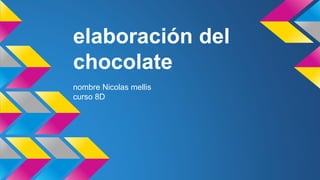 elaboración del
chocolate
nombre Nicolas mellis
curso 8D
 