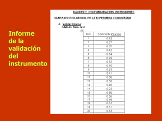 Informe de la validación del instrumento 