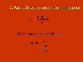 2. Para estimar una proporción poblacional 