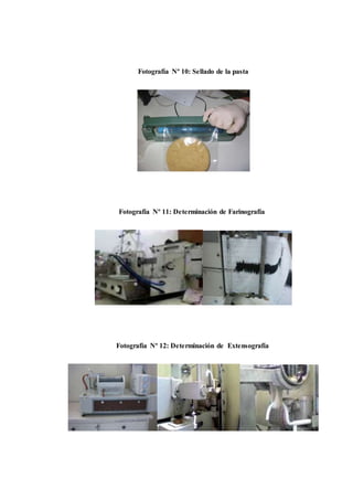 Fotografía Nº 10: Sellado de la pasta 
Fotografía Nº 11: Determinación de Farinografía 
Fotografía Nº 12: Determinación de Extensografía 
 