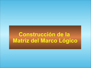 97
Construcción de la
Matriz del Marco Lógico
 