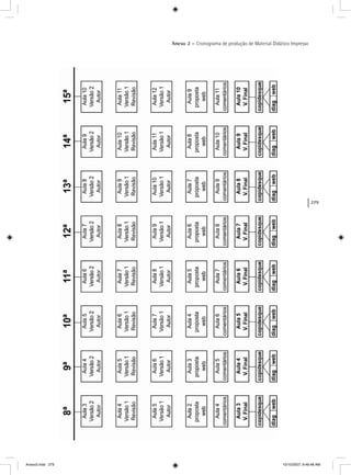 279
Anexo 2 – Cronograma de produção de Material Didático Impresso
Anexo2.indd 279 10/10/2007, 9:46:48 AM
 