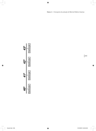 283
Anexo 2 – Cronograma de produção de Material Didático Impresso
Anexo2.indd 283 10/10/2007, 9:46:50 AM
 