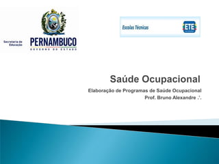 Elaboração de Programas de Saúde Ocupacional
                      Prof. Bruno Alexandre .’.
 