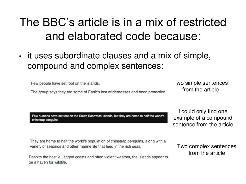 Elaborated and restricted codes