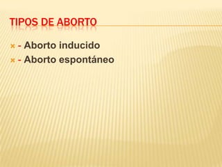 TIPOS DE ABORTO

 - Aborto inducido
 - Aborto espontáneo
 