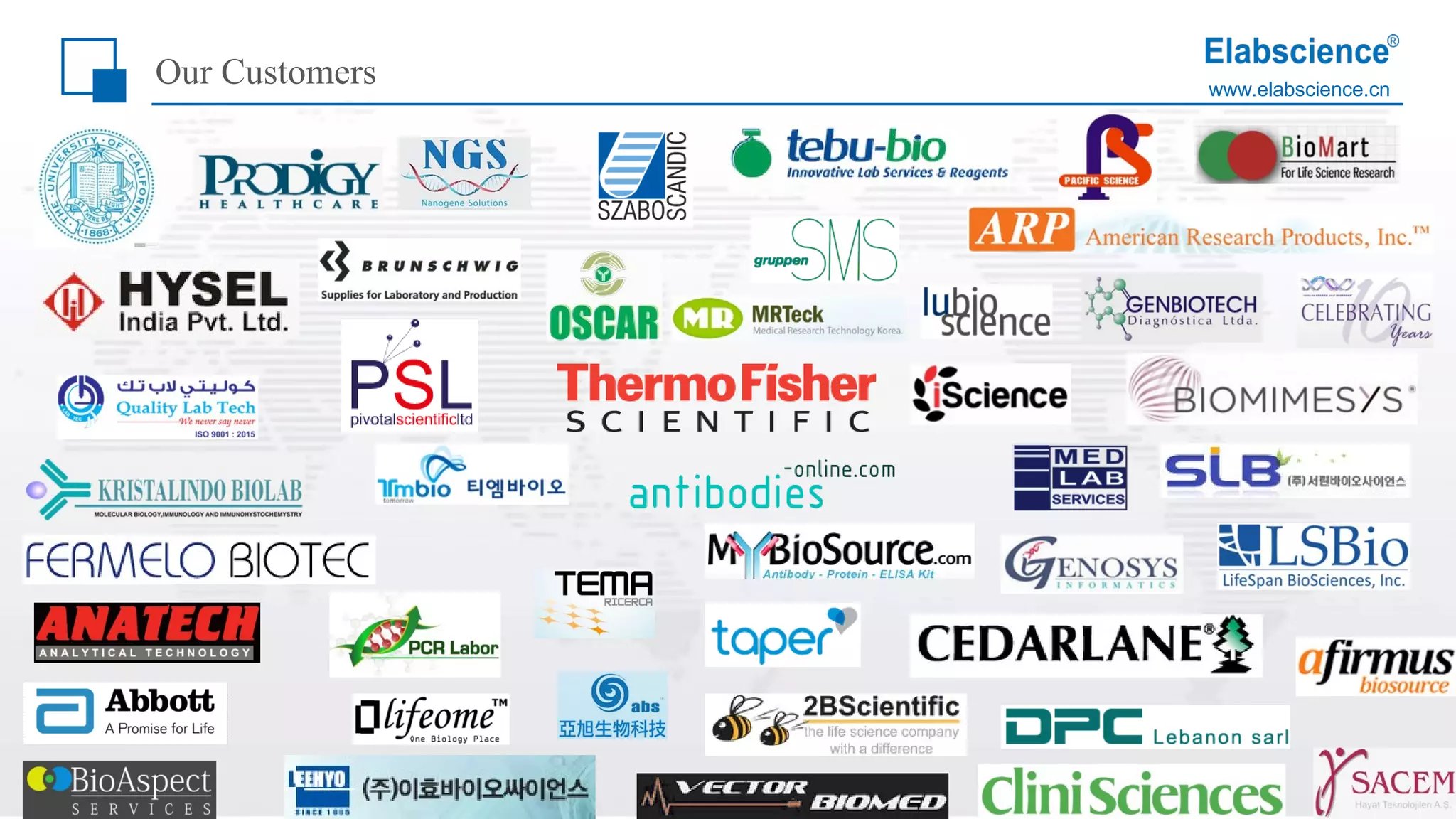 www.elabscience.cn
Our Customers
 