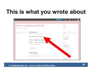  © virtualhelpmanila.com – How to Create A WordPress Blog 45
This is what you wrote about
 