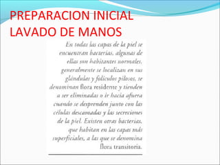 PREPARACION INICIAL
LAVADO DE MANOS
 