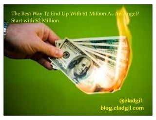 @eladgil
The Best Way To End Up With $1 Million As An Angel?
Start with $2 Million
blog.eladgil.com
 