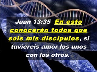 Juan 13:35 En esto
conocerán todos que
sois mis discípulos , si
 tuviereis amor los unos
      con los otros.
 