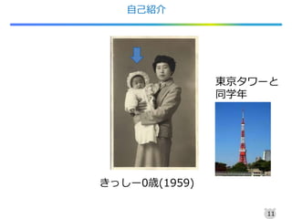 自己紹介
東京タワーと
同学年
きっしー0歳(1959)
11
 
