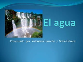 El agua Presentadopor :ValentinaCarreño  y  Sofia Gómez 