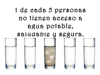 www.vitanoblepowerpoints.net
1 de cada 5 personas
no tienen acceso a
agua potable,
saludable y segura.
 