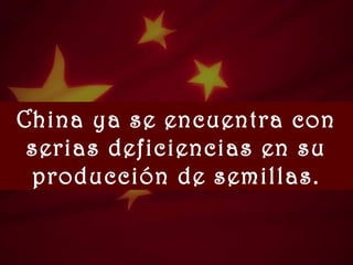 www.vitanoblepowerpoints.net
China ya se encuentra con
serias deficiencias en su
producción de semillas.
 