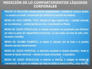 MEDICIÓN DE LO COMPARTIMIENTOS LÍQUIDOS
CORPORALES
 