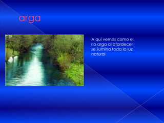 A qui vemos como el
rio arga al atardecer
se ilumina toda la luz
natural
 