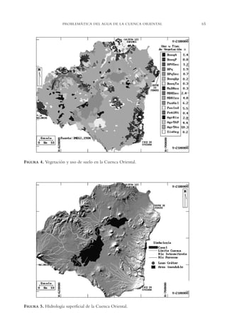 AMC Ag03Cuenca Or.

13/4/94

05:11 pm

Page 65

PROBLEMÁTICA DEL AGUA DE LA CUENCA ORIENTAL

FIGURA 4. Vegetación y uso de suelo en la Cuenca Oriental.

FIGURA 5. Hidrología superficial de la Cuenca Oriental.

65

 
