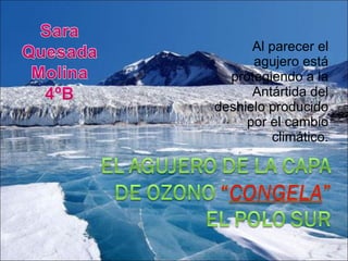 Al parecer el agujero está protegiendo a la Antártida del deshielo producido por el cambio climático. 