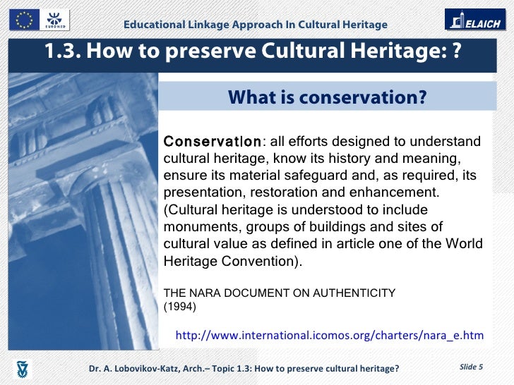 Elaich module 1 topic 1.3 How should we preserve cultural heritage?