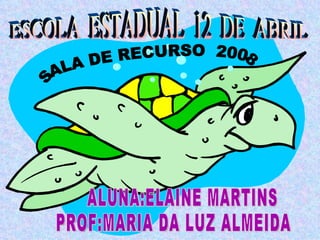 ESCOLA  ESTADUAL  12  DE  ABRIL SALA DE RECURSO  2008 ALUNA:ELAINE MARTINS PROF:MARIA DA LUZ ALMEIDA 