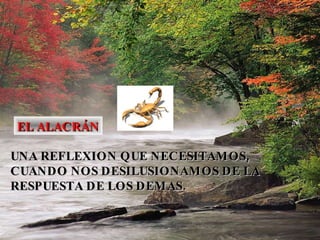 EL ALACRÁN UNA REFLEXION QUE NECESITAMOS, CUANDO NOS DESILUSIONAMOS DE LA RESPUESTA DE LOS DEMAS. 