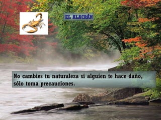 No cambies tu naturaleza si alguien te hace daño, sólo toma precauciones. EL ALACRÁN 