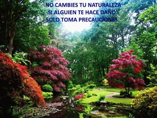 NO CAMBIES TU NATURALEZA
 SI ALGUIEN TE HACE DAÑO,
SOLO TOMA PRECAUCIONES.
 