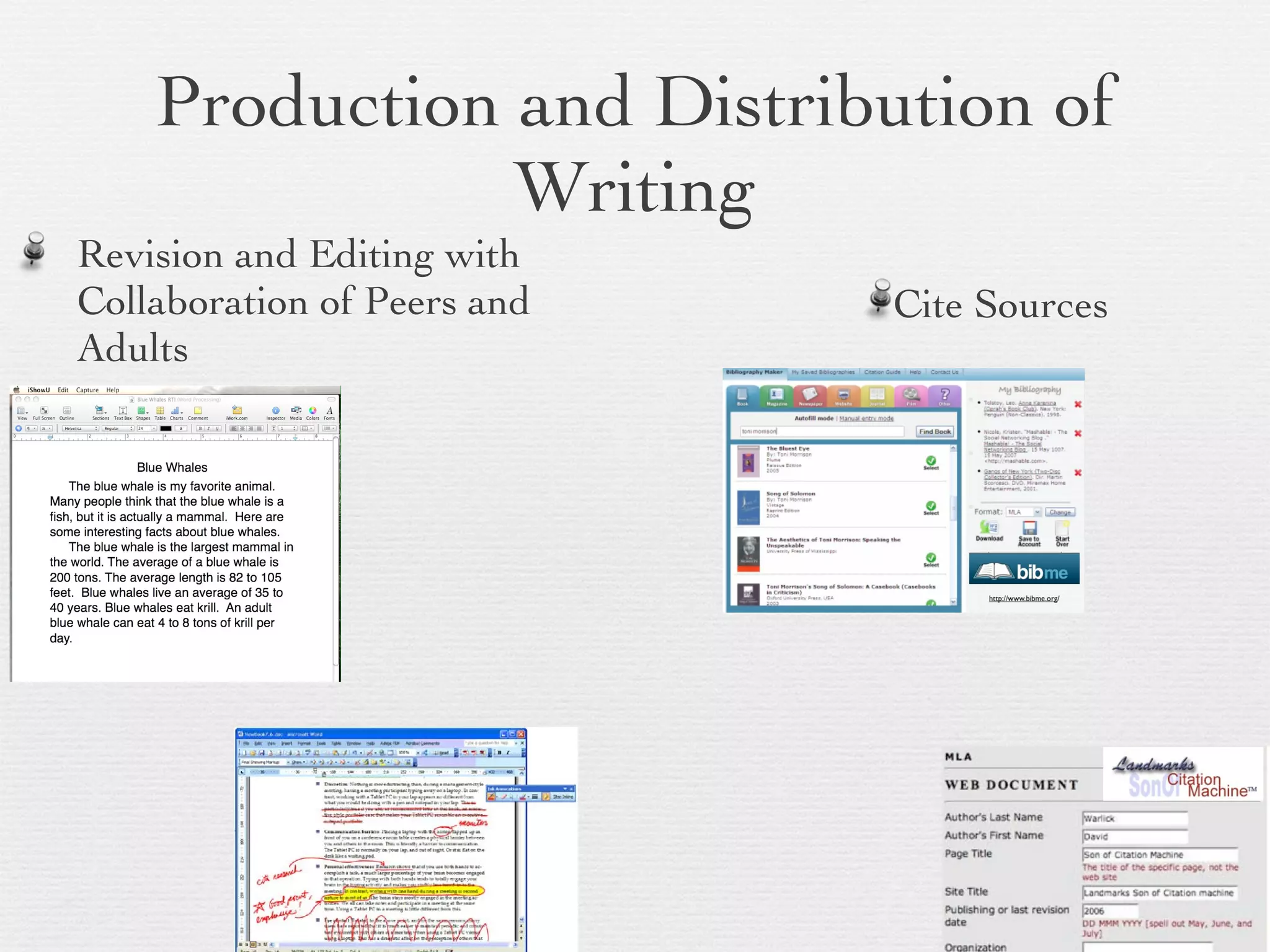 Production and Distribution of Writing Revision and Editing with Collaboration of Peers and Adults Cite Sources 