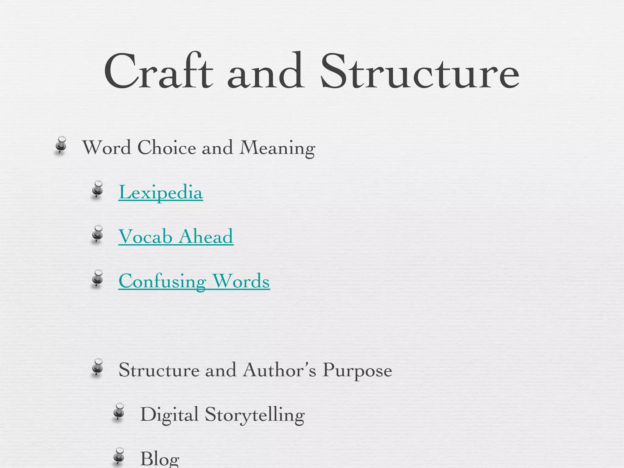 Craft and Structure Word Choice and Meaning Lexipedia Vocab Ahead Confusing Words Structure and Author’s Purpose Digital Storytelling Blog Podcast 