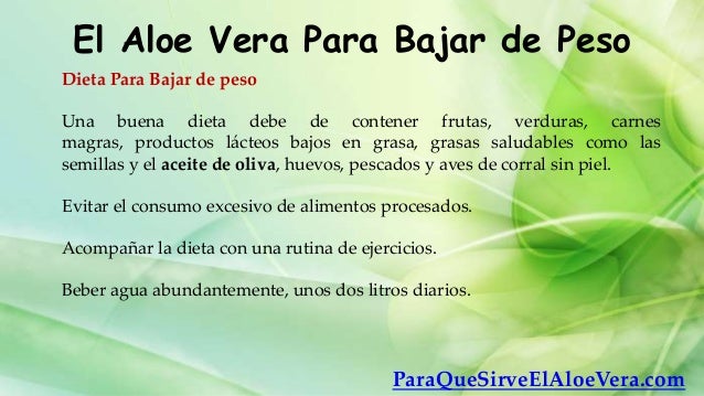 El aloe vera para bajar de peso El aloe vera para bajar de peso