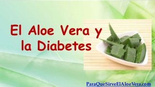 El Aloe Vera y
la Diabetes
ParaQueSirveElAloeVera.com
 