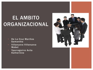 EL AMBITO
ORGANIZACIONAL
•
•
•

De La Cruz Mariños
Samantha
Villanueva Villanueva
Mabel
Yparraguirre Avila
Katherinne

 
