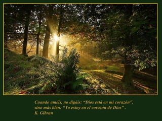 Cuando améis, no digáis: “Dios está en mi corazón",  sino más bien: “Yo estoy en el corazón de Dios” .  K. Gibran 