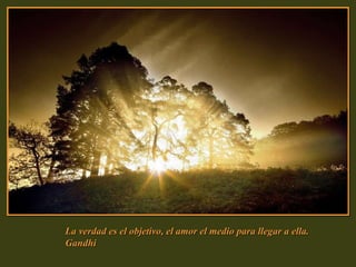 La verdad es el objetivo, el amor el medio para llegar a ella.  Gandhi 