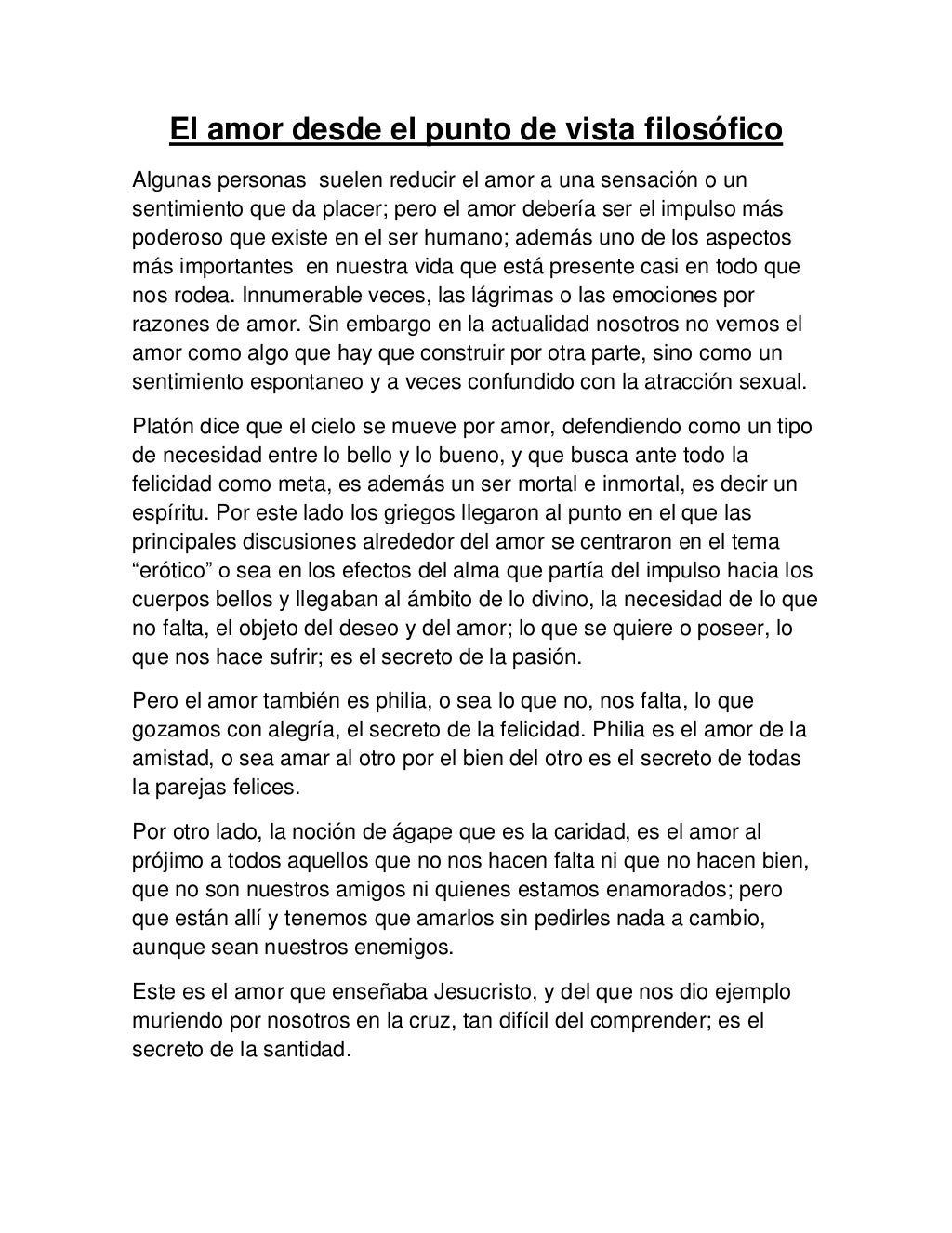 El amor desde el punto de vista filosófico