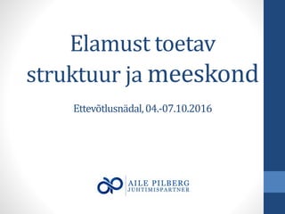 Elamust toetav
struktuur ja meeskond
Ettevõtlusnädal,04.-07.10.2016
 