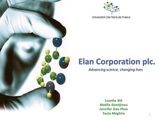 Elan Corporation plc.
  Advancing science, changing lives




                                      1
 