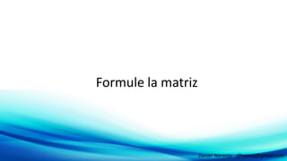 Formule la matrizFormule la matriz
Daniel Naranjo dfnaranj@gmail.com
 