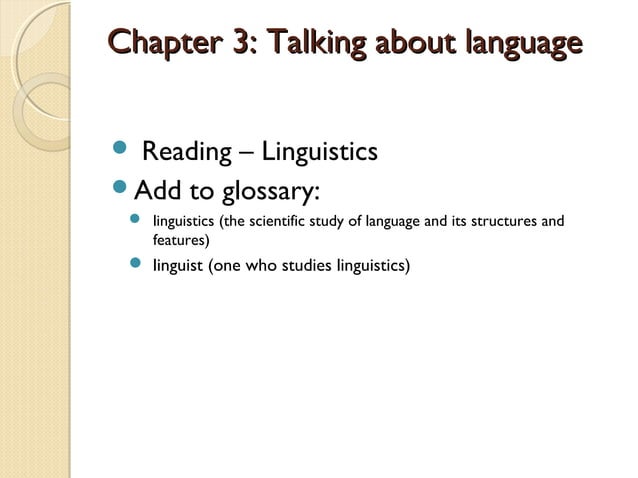 L1 - Introduction to English Language | PPT