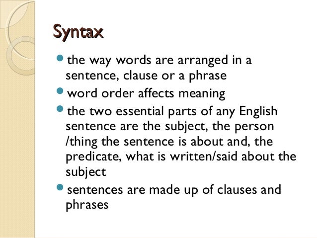 Ch 4.2 Word classes and Syntax