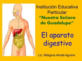 Institución Educativa
Particular
“Nuestra Señora
de Guadalupe”
El aparato
digestivo
Lic. Milagros Alcalá Aguirre
 