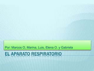 EL APARATO RESPIRATORIO
Por: Marcos O, Marina, Luis, Elena O. y Gabriela
 