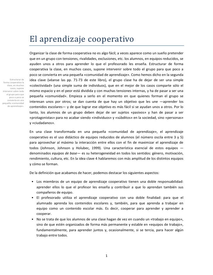 El Aprendizaje Cooperativo 9 Ideas Clave Pp 136 141[1]