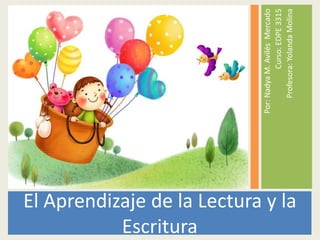 El Aprendizaje de la Lectura y la Escritura Por: Nadya M. Avilés  Mercado Curso: EDPE 3315 Profesora: Yolanda Molina 