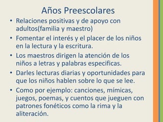 el aprendizaje de la lectura y escritura | PPTX