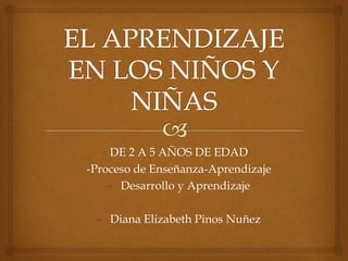 DE 2 A 5 AÑOS DE EDAD 
-Proceso de Enseñanza-Aprendizaje 
- Desarrollo y Aprendizaje 
- Diana Elizabeth Pinos Nuñez 
 
